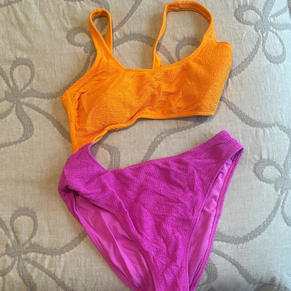 Vibrant Orange and Pink one piece